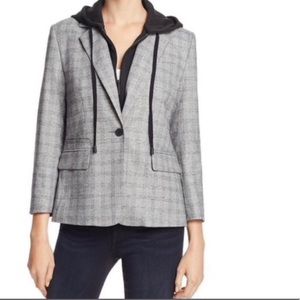 Kenneth Cole Plaid Black Hoodie Blazer Size L